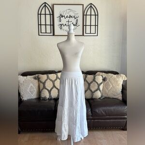 Coastal Cowgirl White Midi Length Linen Blend Skirt Size M Festival Beach Boho